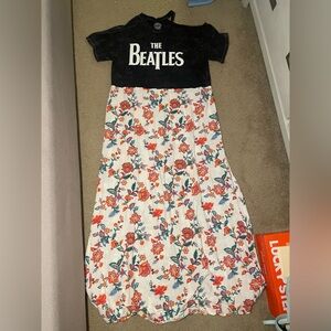 The Beatles 🎼🎶 Black off shoulder and Floral Maxi Dress handmade hand-sewn